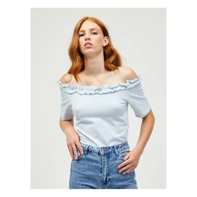 Light Blue Off-the-Shoulder Crop Top Pieces Leah - Women's