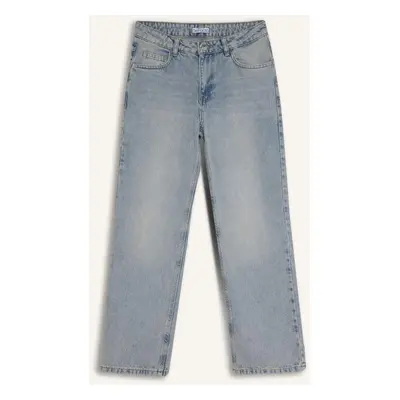 DEFACTO Straight Fit High Waist Ankle Length Jean Washed Trousers