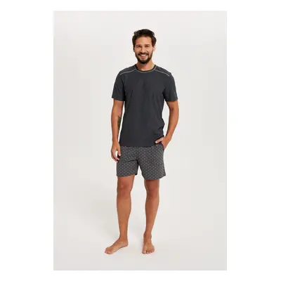 Men's pyjamas Abel, short sleeves, short legs - graphite/print