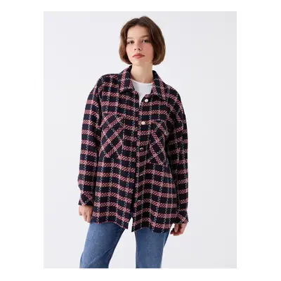 LC Waikiki LCW Women's Casual Patterned Oversize Lumberjack Shirt Jacket