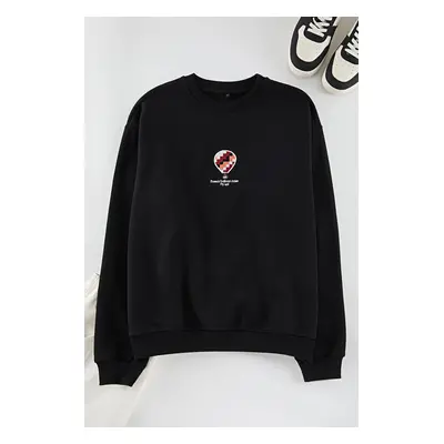 Trendyol Black Oversize/Wide Cut Sweatshirt with Fleece Inside