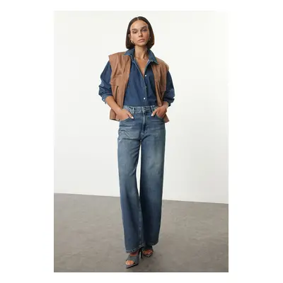 Trendyol Blue High Waist Wide Leg Jeans