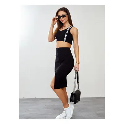 Summer black ribbed knit