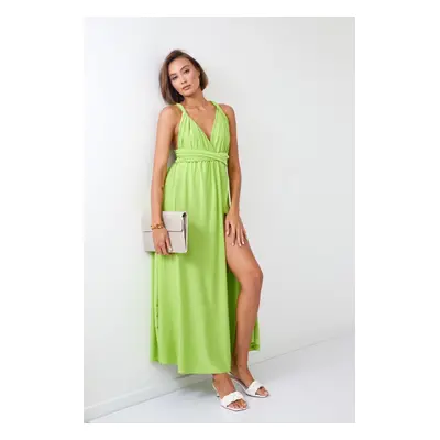 Maxi dress with lime tie around the neck