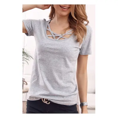 Basic women's blouse with grey straps