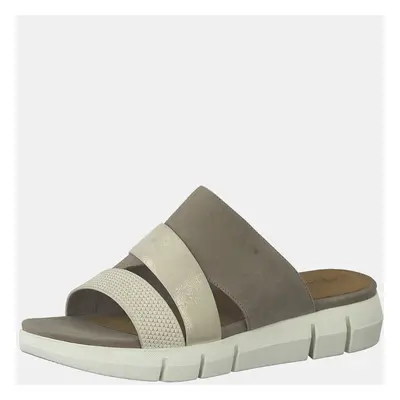 Cream-grey Tamaris Leather Slippers - Women