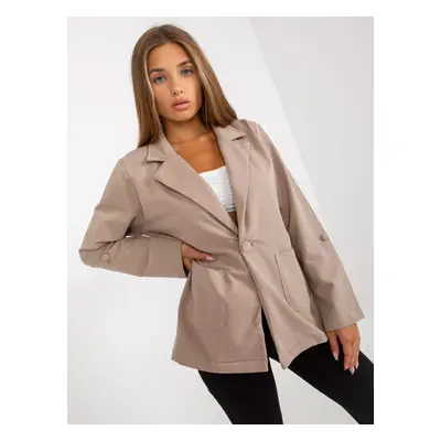 RUE PARIS dark beige sweatshirt jacket with pockets