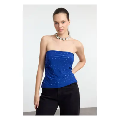 Trendyol Saxe Strapless Stone Printed Knitted Blouse