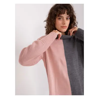 Grey-pink long women's turtleneck sweater