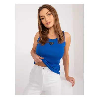 Casual cobalt blue top with patch