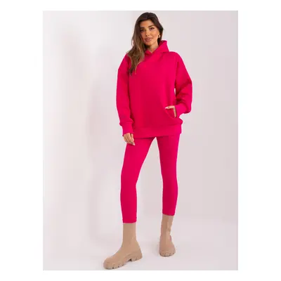 Fuchsia casual set with sweatshirt