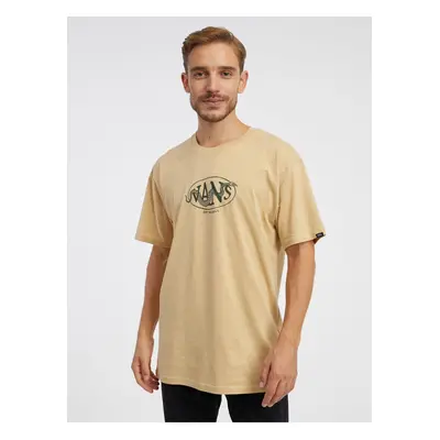 Beige Mens T-Shirt VANS Snaked Center Logo - Men