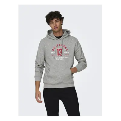 Light grey men's hooded sweatshirt ONLY & SONS Lenny - Men