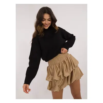 Brown skirt with elastic gathering