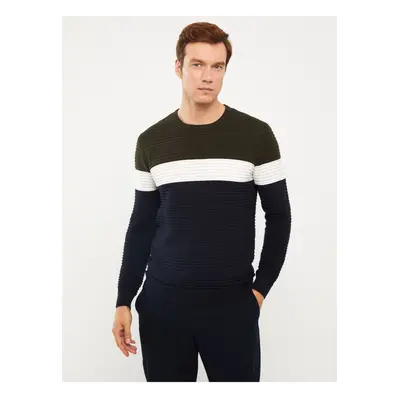 LC Waikiki Crew Neck Long Sleeve Color Block Men's Knitwear Sweater