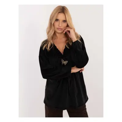 Black velour blouse large size