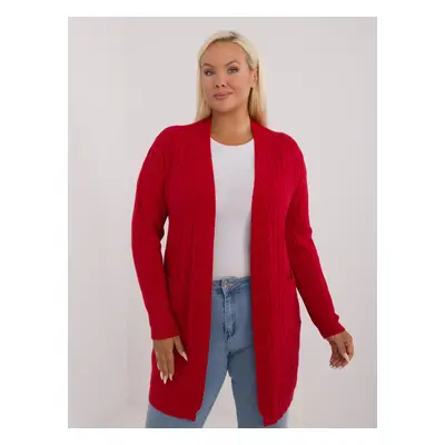 Red knitted cardigan plus size