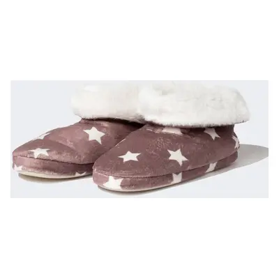 DEFACTO Women's Star Patterned Flat Sole Plush Home Boots