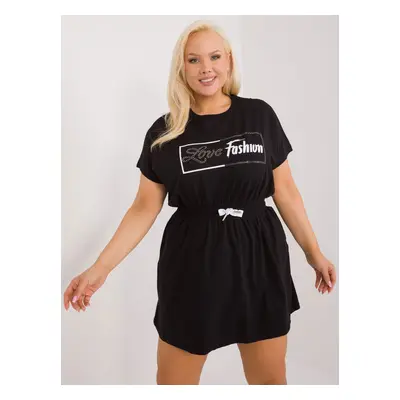 Black plus size mini dress with inscription