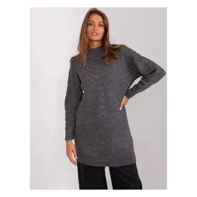 Dark gray long oversize turtleneck sweater