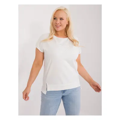 Ecru Casual Plus Size Blouse with Heart