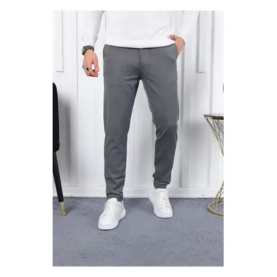 36197 Dewberry Ids Slim Fit Lycra Fabric Mens Trousers-GREY