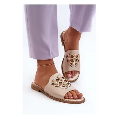 Women's shiny sandals with embellishments S.Barski Gold