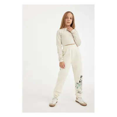 DEFACTO Girl's Printed Jogger Sweatpants with Elastic Waistband and Legs