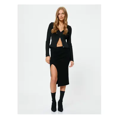 Koton Knitwear Skirt Midi Slit Detailed