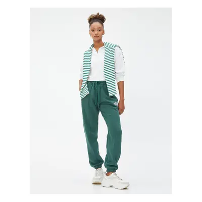 Koton Jogger Sweatpants College Print Ribbed Lace-Up Waist.