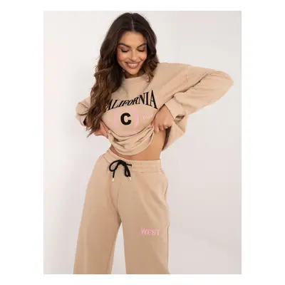 Beige tracksuit with straight trousers