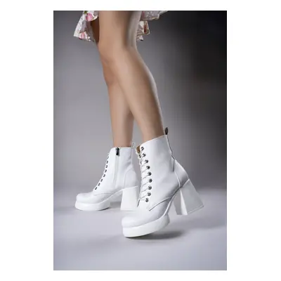 Riccon Iselora Women's Heeled Boots White Skin.