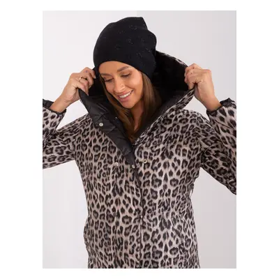 Black women's winter hat with rhinestones