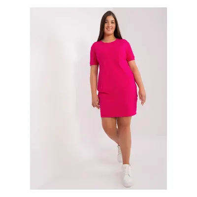 Cotton dress fuchsia basic plus sizes