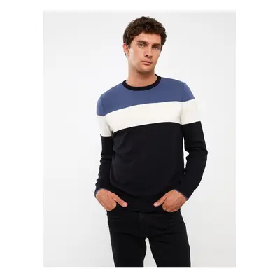 LC Waikiki Crew Neck Long Sleeve Color Block Men's Knitwear Sweater