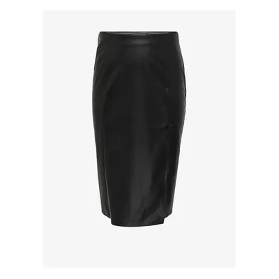 Women's black faux leather pencil skirt ONLY CARMAKOMA Mia - Women