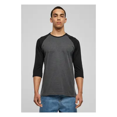 Contrasting 3/4 sleeve raglan t-shirt cha/blk