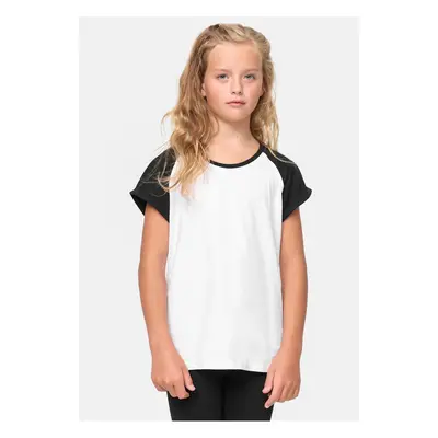 Girls' contrasting raglan T-shirt white/black