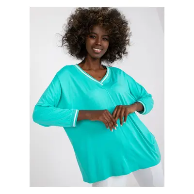 Basic Turquoise Casual Viscose Blouse