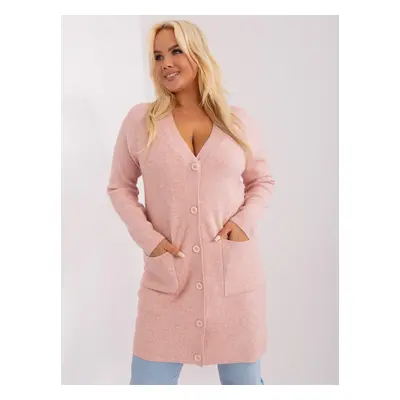 Light pink plus-size knitted sweater