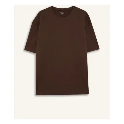 DEFACTO Oversize Wide Pattern Crew Neck Basic Plain Short Sleeve T-Shirt