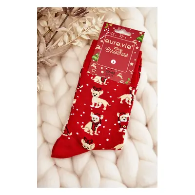 Men's Christmas Cotton Socks with Red Reindeer