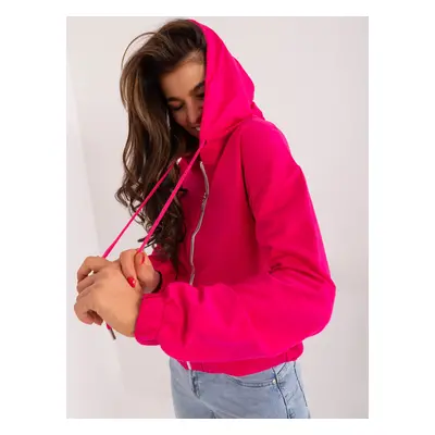 Fuchsia plain women's sweatshirt with pockets