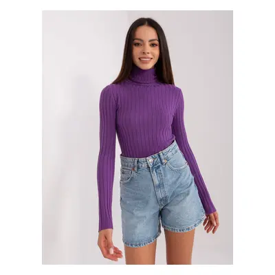 Dark purple fitted turtleneck sweater