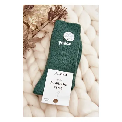 Women's warm socks with green lettering