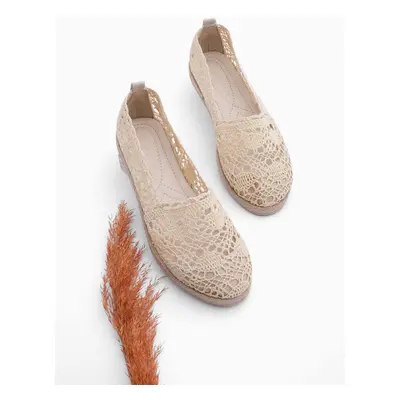 Marjin Women's Knitted Espadrilles Casual Shoes Erlin Beige