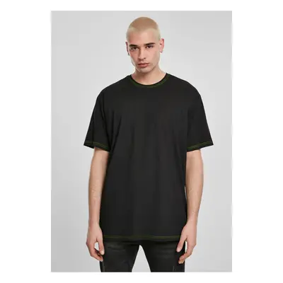 Heavy Oversized Contrast Stitch Tee Black/Electric Lime