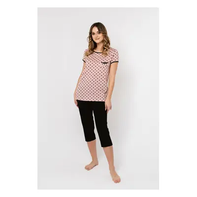 Women's pyjamas Bonilla, short sleeves, 3/4 leg - print/black