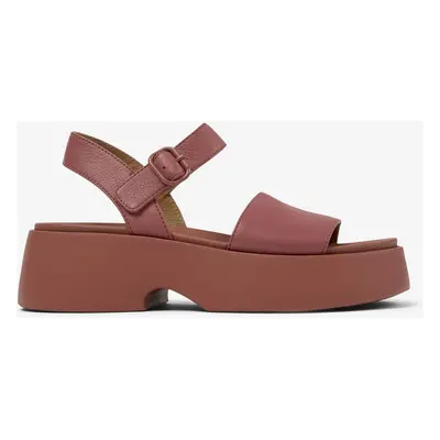 Brown-burgundy women's leather sandals Camper Tasha