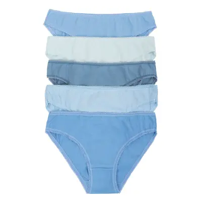 Blue Plain Women's Panties with Lace 5-pack